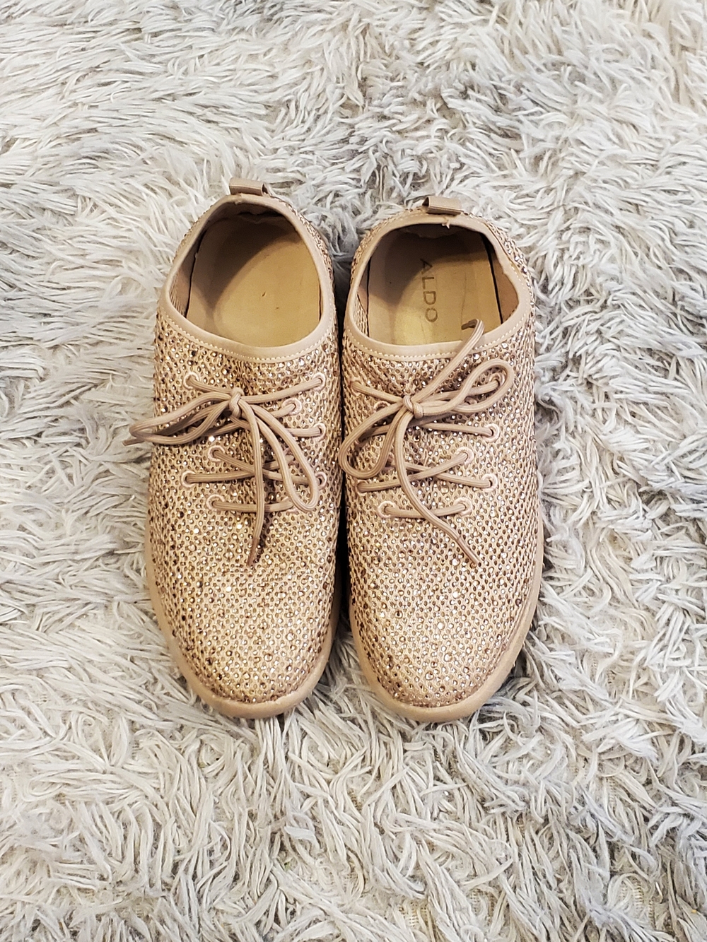 Aldo Gold Glitter Slip On Lace-Up Sneakers